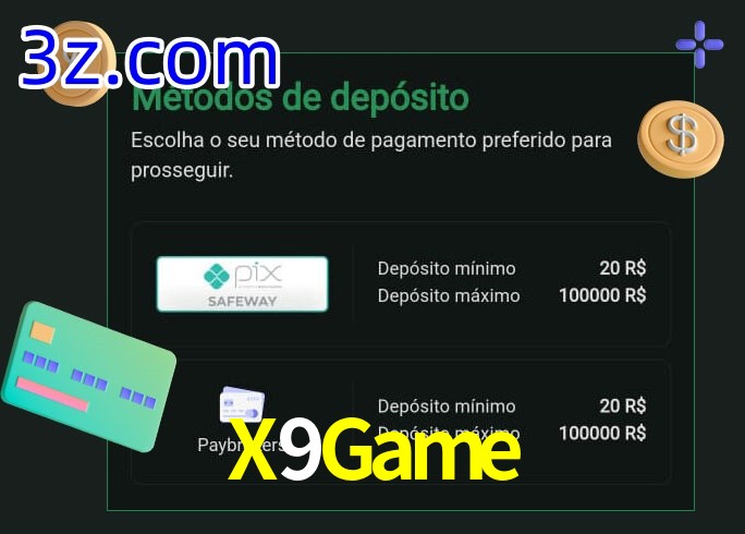 O cassino X9Game oferece uma grande variedade de métodos de pagamento